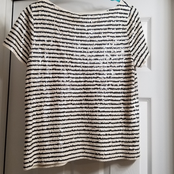 J crew black and white striped sequin top - Picture 4 of 6